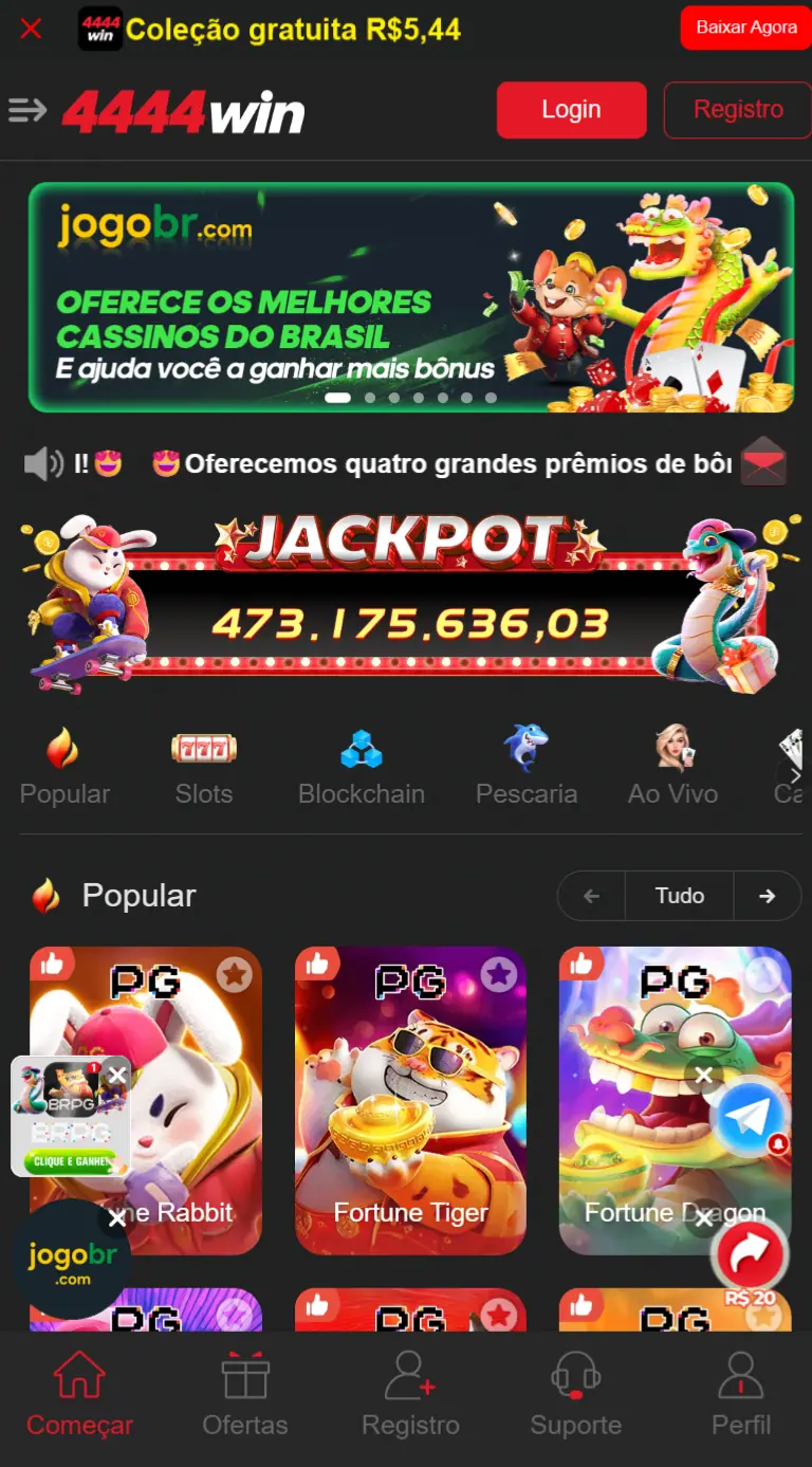 4444win Vale a pena jackpot progressivo VIP Participe ao Vivo